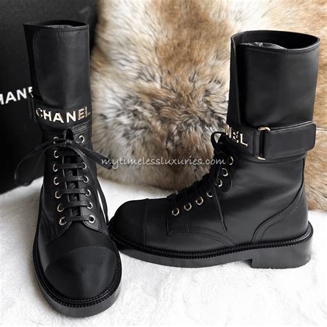 chanel boots fur|Chanel combat boot.